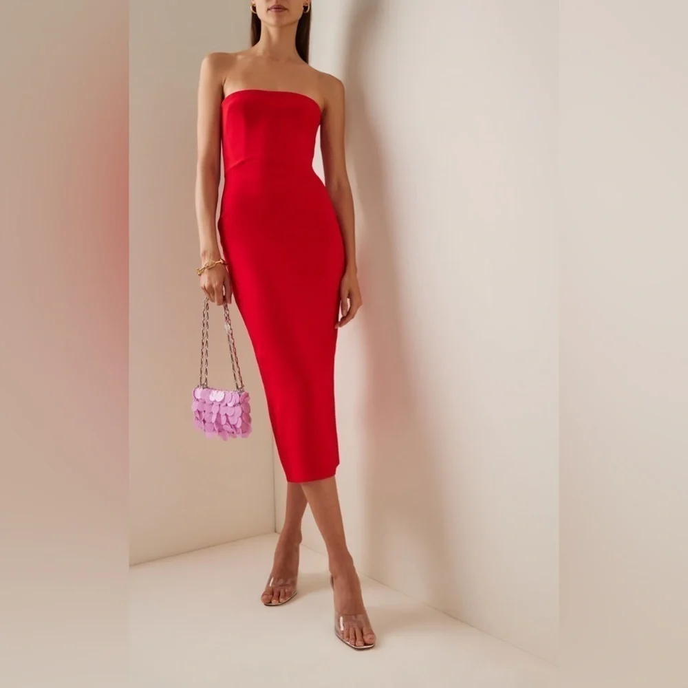 Alex Perry Callan Midi Dress Red - Picture 3 of 6